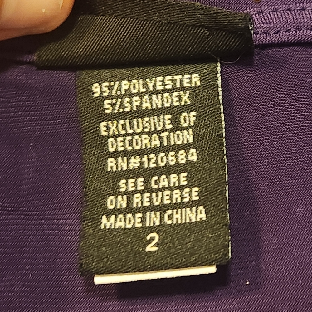 Torrid Gold Polka Dots on Purple 3/4 Sleeve Party Top 2X (7579) - Picture 6 of 8